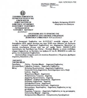 Απόσπασμα από το Πρακτικό Περί συνδιοργάνωσης εκδήλωσης του Συλλόγου με την επωνυμία « Πύλη Πολιτισμού Ναυπλίου» με το Ν.Π.
