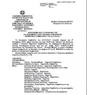 Απόσπασμα από το Πρακτικό Επικύρωση των κανονισμών λειτουργίας Βουλευτικού, Τριανόν, Φιλαρμονικής και Κολυμβητηρίου