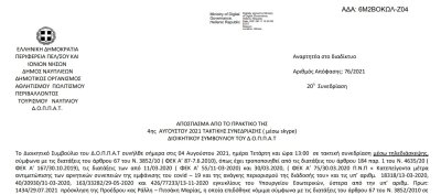 Απόφαση Έγκρισης έκθεσης τριμηνιαίας εκτέλεσης προϋπολογισμού Β’ τριμήνου έτους 2021