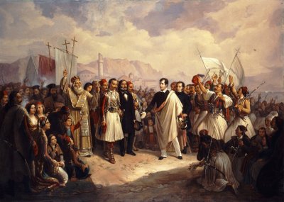 Η Υποδοχή του Λόρδου Βύρωνα στο Μεσολόγγι - Θεόδωρος Βρυζάκης (1814-1878)