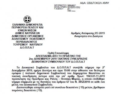 Απόφαση Καθορισμού των Ομάδων Εργασίας - Συντονιστικών Επιτροπών και Συγκρότησής τους