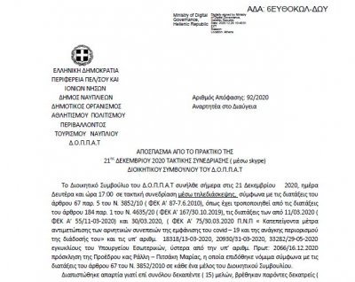 Απόφαση Περί Ψήφισης Προυπολογισμού Οικονομικού Έτους 2021