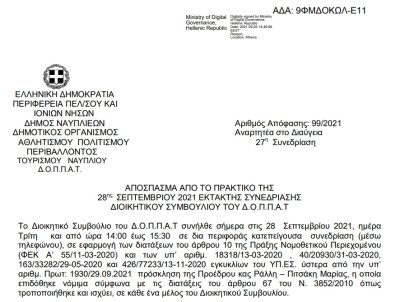 Απόφαση Περί συνδιοργάνωσης μουσικής εκδήλωσης του Πολιτιστικού  Συλλόγου«Χορωδιακό Εργαστήρι Ναυπλίου» με το Ν.Π. και εξειδίκευση πιστώσεων.