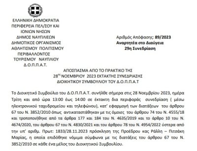 Απόφαση: Τροποποίηση της υπ’ αριθμ. Πρωτ: 1128/20.06.2023 σύμβασης προμήθειας καυσίμων.